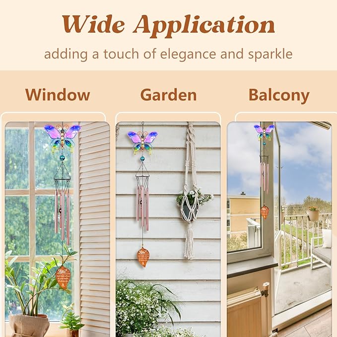 Butterfly Memorial Wind Chimes,Sympathy Gifts for Loss of Loved One,Sympathy Wind Chimes for Loss of Mother Father Husband Son Daughter,Bereavement Gift Ideas