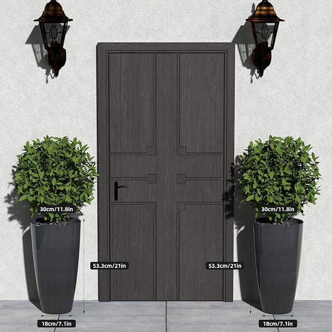 QCQHDU 21 inch Tall Planters for Outdoor & Indoor Plants, 2 Pack Sturdy Plant-Flower-Tree Pots for Front Porch Patio Deck Living Room Decor