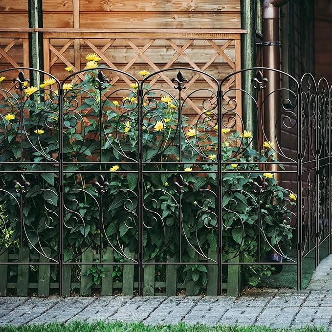 Decorative Garden Fence 15 Pack, 37.5in(H) x 16ft(L) Animal Barrier Fence, Rustproof Metal Fencing for Yard, Dog Rabbits Wire Section Garden Edging Border for Yard Patio Garden, Arched