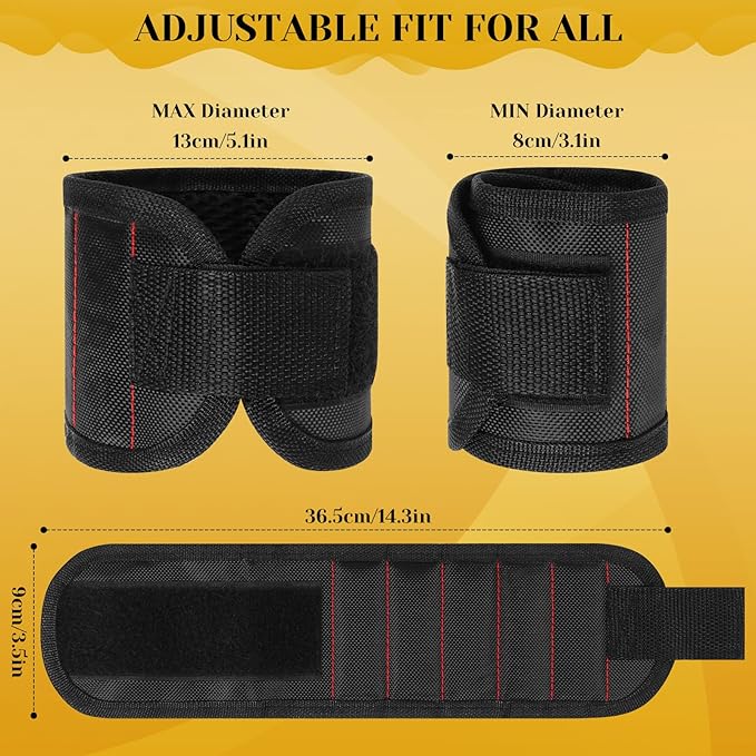 Magnetic Wristband,Powerful Magnets for Holding Screws Tool Belt for DIY Workshop,Adjustable Hands-Free Accessory Gift Set for Men