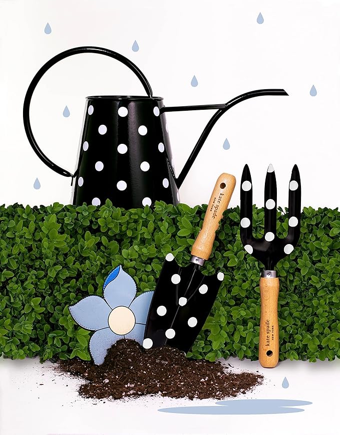 Kate Spade New York 2.5 Liter Indoor Watering Can, Metal Watering Can for House Plants, Cute Gardening Tool for Women, Picture Dot