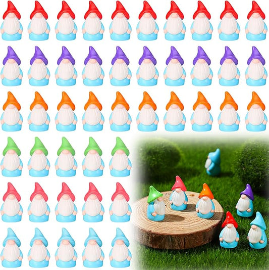 Mini Resin Gnomes Bulk Tiny Fairy Statues Small Gnomes Miniature Figurines for Landscape Outdoor Patio Yard Lawn Indoor Plant Pots Fairy Decor(60 Pcs,Mini Resin Dwarf)