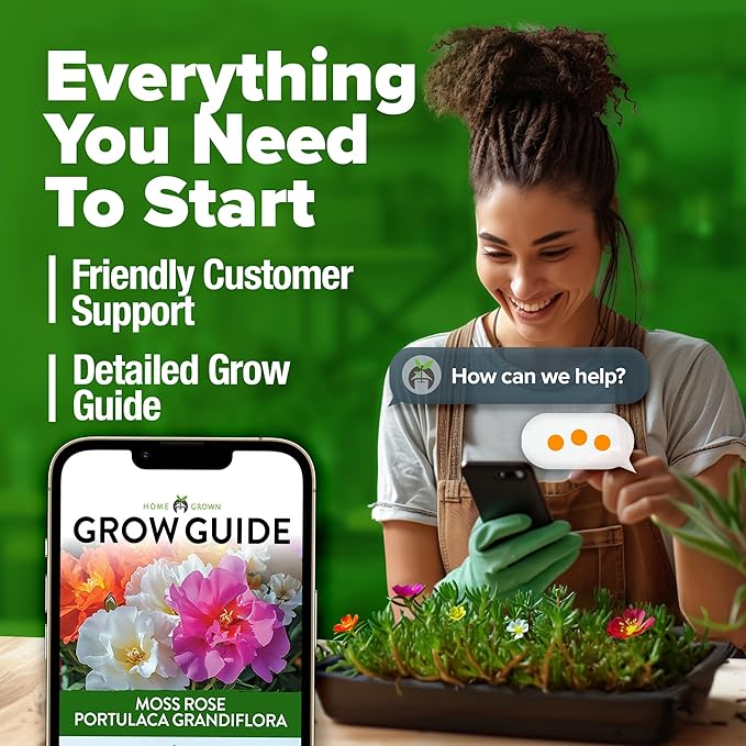HOME GROWN 23,500+ Moss Rose Seeds (Bulk Pack) Annual Flower for Ground Cover - Heirloom Non GMO Portulaca Seeds for Planting Outdoors - Great for Low-Maintenance Gardens (Portulaca grandiflora)