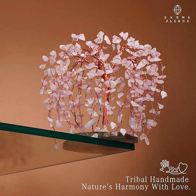 Rose Quartz Crystal Tree of Life Chakra Healing, Home and Office Desk Decor, Feng Shui Bonsai Trees for Postive Energy, Money, Good Luck, Christmas Decor, Spiritual Birthday Gifts for Women, Mom