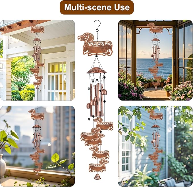 Outdoor Wind Chimes Dachshund Sasquatch Gifts Metal Windchimes for Men/Women/Memorial Gift Metal WindChimes for Outside/Indoors, Home, Lawn, Porch, Patio, Garden Decor