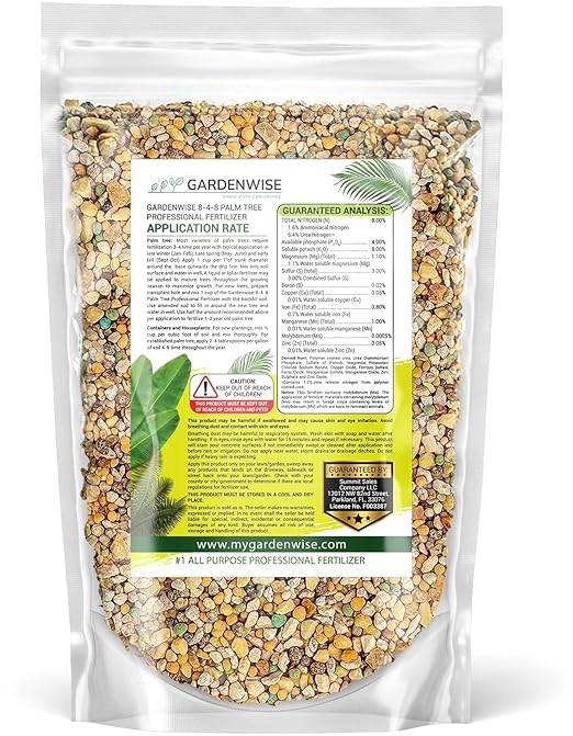 8-4-8 Professional Palm Tree Fertilizer Plant Food; for Indoor Potted Plants and Outdoor Landscape Palm Trees; Quick-Release Nitrogen Fertilizer and Continuous Feeding (4 QUARTS)