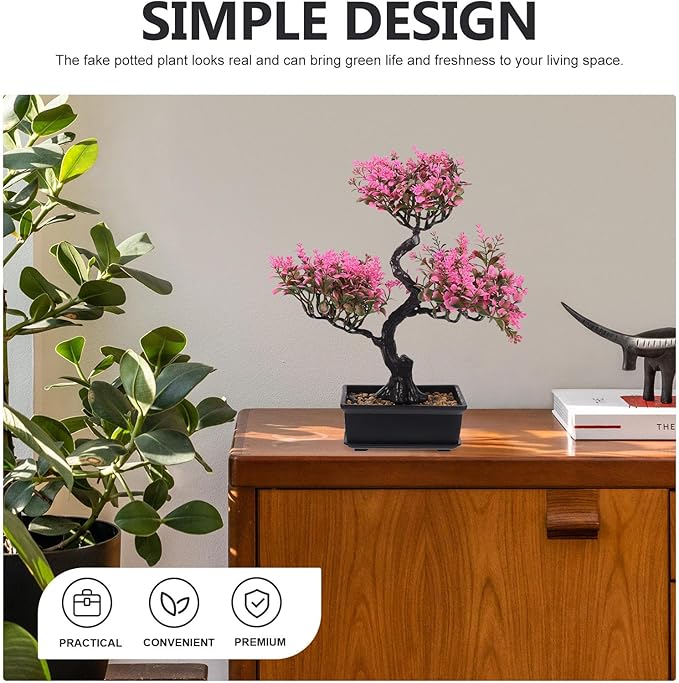 Cabilock Artificial Bonsai Tree Realistic Plastic Bonsai Plant Small Faux Tree for Indoor Home Decor Office Desk Windowsill Display