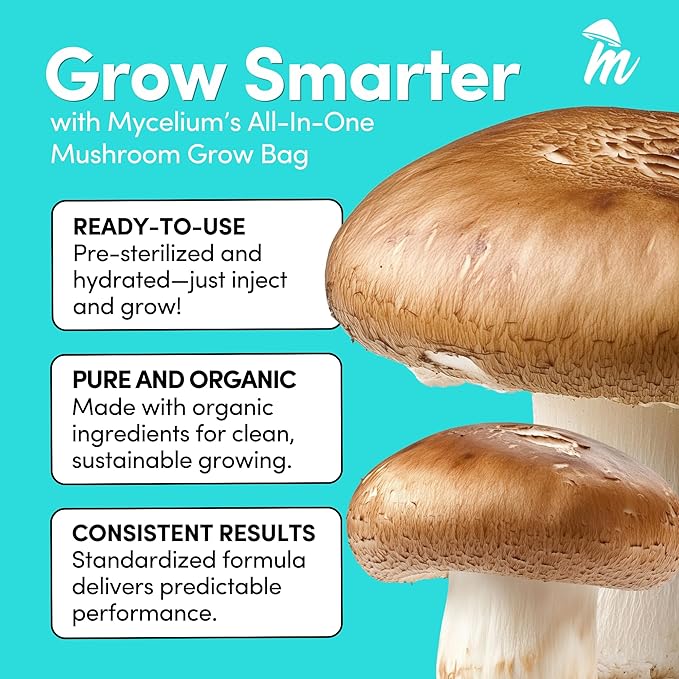Mycelium 6 LB Mushroom Growing Kit | All-in-One CVG Substrate & Millet Grain | Grow Dung-Loving Mushrooms Like Magic Right in The Bag | Pre-Sterilized with Injection Port - Just Add Liquid Culture