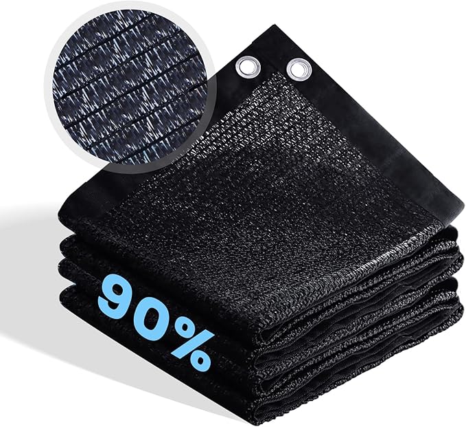 90% Shade Cloth for Garden, Customizing Outdoor Sun Shade Netting with Reinforced Grommets, Pergola Shade Cover Mesh Tarp for Plants Patio Greenhouse Chicken Coop, 10x23 FT, Black