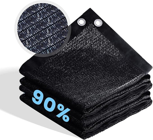 90% Shade Cloth for Garden, Customizing Outdoor Sun Shade Netting with Reinforced Grommets, Pergola Shade Cover Mesh Tarp for Plants Patio Greenhouse Chicken Coop, 9x16 FT, Black