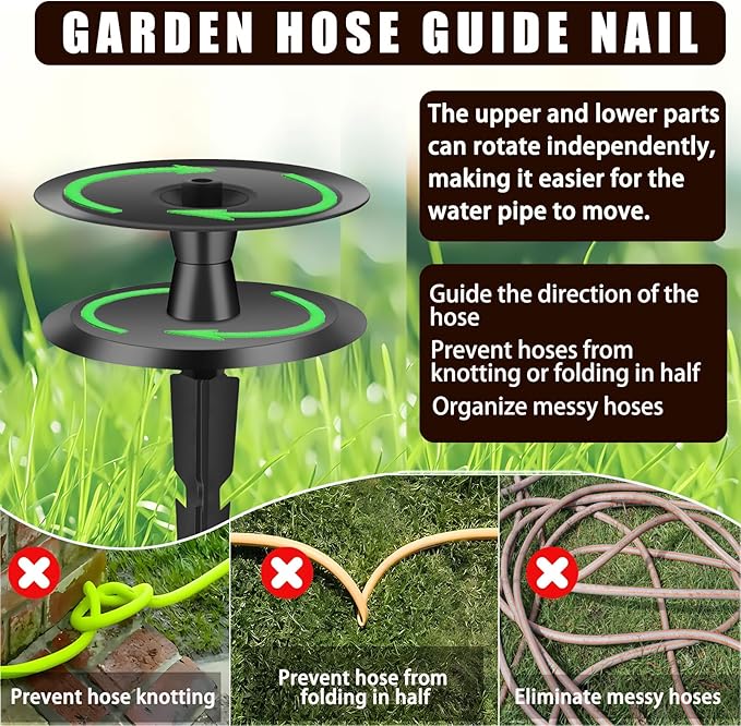 6PCS Metal Garden Hose Guide Spike, Hose Guides for Garden Heavy Duty, Cast Iron Garden Hose Guides for Outside, Rustproof Coated Hose Guide Stakes for Lawn & Yard, Plant & Flower Bed Protection