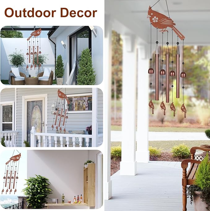 Metals Cardinal Wind Chimes for Outside to Create a Zen Atmosphere Suitable for Outdoor Garden Patio Home Decor,Melodious Melodic Tones Wind Chimes Suitable as A Birthday Gift for Women Mom
