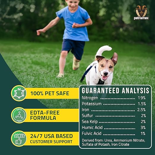 PetraMax Neighbor’s Envy Grass Fertilizer for Lawn & Garden, 1 Gallon Covers up to 16,000 sq.ft. 7-in-1 Liquid Lawn Fertilizer Concentrate for Deep Green Turf - Includes Nitrogen/Iron/Humic/Sea Kelp
