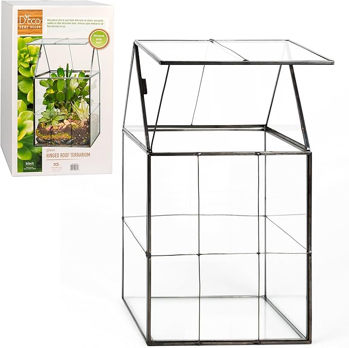 D'Eco Glass Geometric Centerpiece (6x5x11)- Tabletop Planter Terrarium for Home Decor & Wedding Letterbox- Fill w/Succulents, Holiday Decorations, Mini Trees & Ornaments- Xmas Gift for Plant Lovers