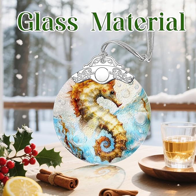Seahorse Christmas Ornaments: Christmas Tree Ornaments, Holiday Decor for Seahorse Lover, Stocking Stuffers, Gift Ideas, Xmas Gifts & Coastal Sea Life Gifts for Beach Lovers