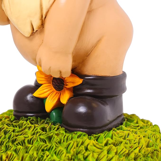 9” Naked Garden Gnome Statue – Naughty & Fun Yard Décor for Outdoor Spaces – Durable Resin Lawn Ornament – Hilarious Garden Gift for Women, Housewarming, or Backyard Decoration