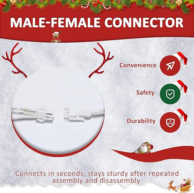 MUPATER Outdoor Christmas Decoration Lighted Deer Family Set Indoor, Christmas Holiday Yard Decor 3-Piece Moose Set for Lawn and Party with Lights, Ground Stakes and Zip Ties, White