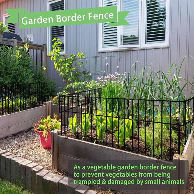 10 Pack Animal Barrier, No Dig Decorative Fence, 17in(H) x10ft(L) Rustproof Metal Small Garden Fence Border for Dogs Rabbits, Bottom Blocker for Outdoor Yard Patio