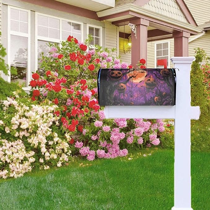 Halloween Moon Mailbox Covers Magnetic Letterbox Covers 21x18 Inch for Garden Outdoor Decoration