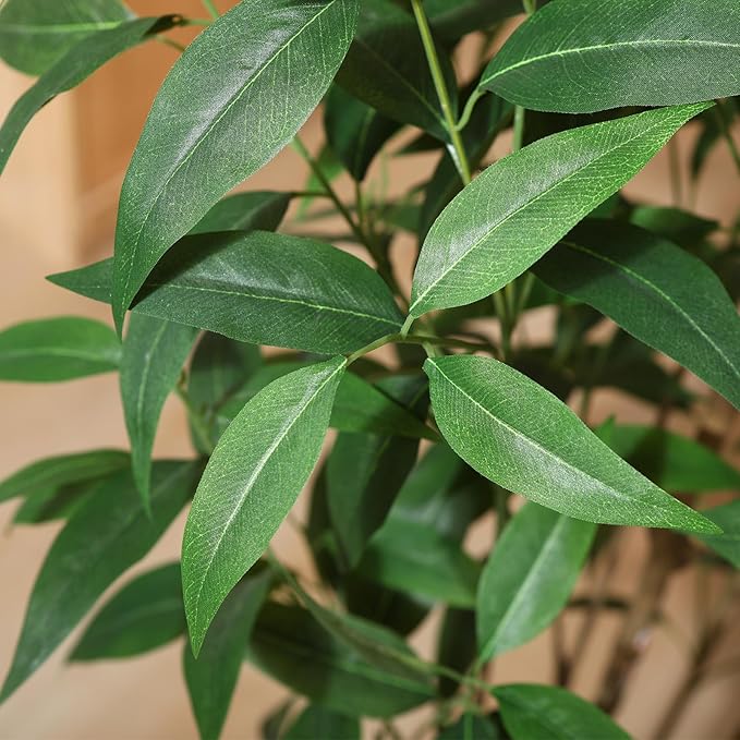Artificial Eucalyptus Tree，4FT UV Resistant Fake Outdoor Plants,Artificial Plants Indoor with White Planter,Silk Leaves,Faux Tree for Home Decor Floor Porch Liveing Room