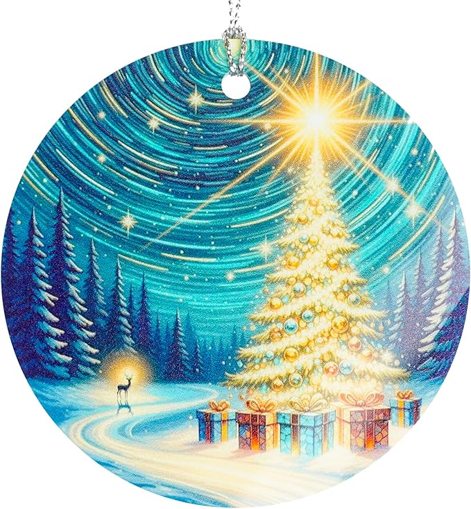 Golden Christmas Tree Night Ornament – Starry Night Decor – Christmas Tree Ornament – Christmas Ornament 2025 - White Elephant Gifts - Xmas Tree Funny Decoration