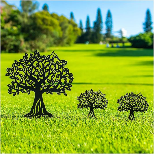 Tree of Life Metal Decorative Garden Stakes Tree of Life Gifts for Women Men Mom Birthday Gifts Silhouette Statues for Garden Decor, Yard Art, Patio, Outside, Lawn Ornaments, Outdoor Decorations