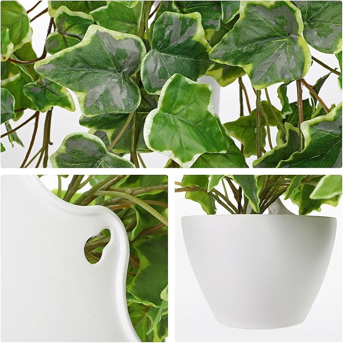 Hollyone Artificial Hanging Plants Wall Potted 47.2" Fake Ivy Vine Faux Ivy Leaves Hanging Greenery Plants for Wall Home Bedroom Indoors Outdoors Garden Patio Decor