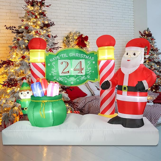 Vipush 6.9 FT Christmas Inflatable Decorations Countdown Christmas Decorations Outdoor Inflatable with LED Light, Outdoor Holiday Decor Blow Up Yard Decor