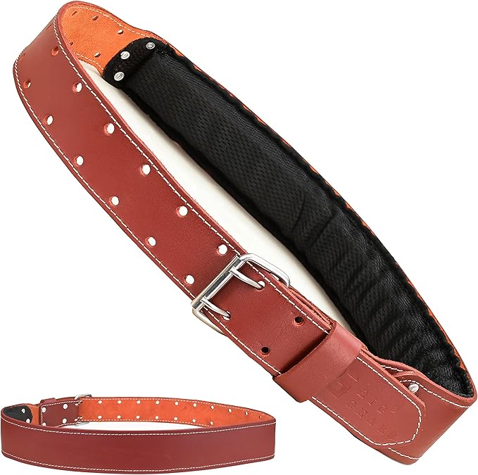 Leather tool belt for men grain leather work belts | 3 inch carpenter constaraction belt multipurpose along with foam padded tool belt 34" to 49"