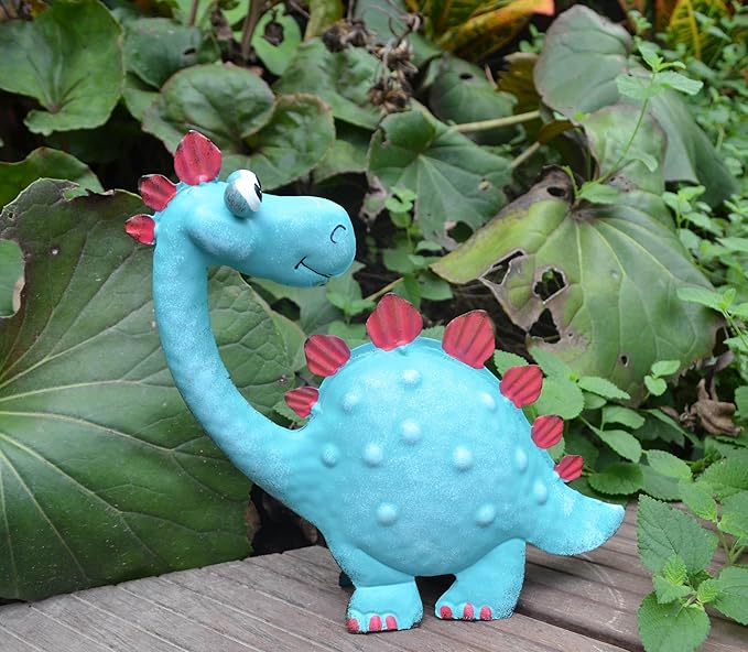 GIFTME 5 Dinosaur Garden Statues Outdoor Decor for Patio,Backyard,Porch,Lawn Spring Garden Sculpture,Kid's Room Dinosaur Figurine Cartoon Home Decor