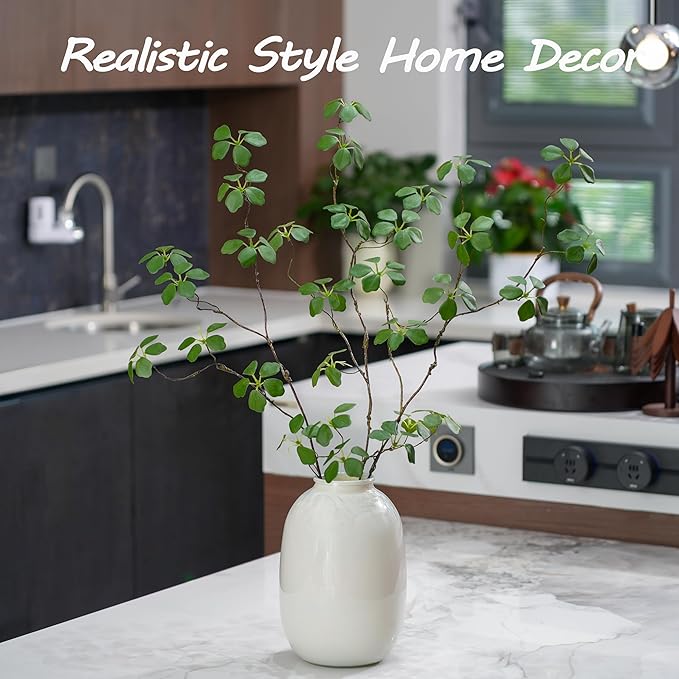 4PCS Faux Eucalyptus Stems with Leaf, 33.5" Fake Greenery Stems Artificial Plants Stems for Vase Filler Decoration, Faux Bendable Branches for Centerpieces Decor