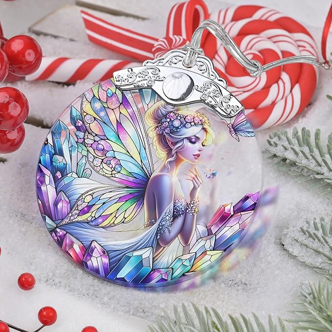 Enchanting Fairy Christmas Ornament - Stained Glass Hanging Decor for Tree - Gift for Friends, Sisters