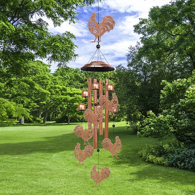 YHmall Chicken Wind Chimes for Outside, 35" Chicken Gifts for Women Mom Men Dad Grandma Grandpa, Rooster Decor Windchimes Outdoors for Patio Home Garden Decorations