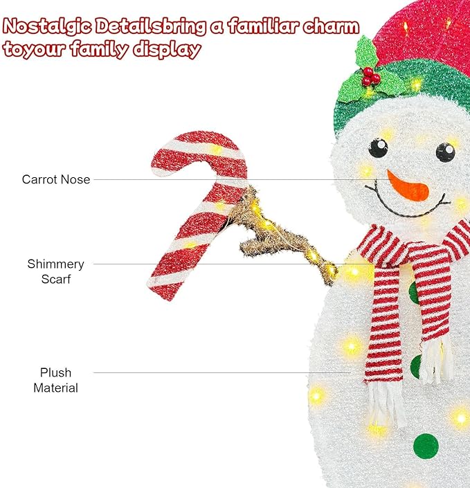 Outdoor Christmas Decorations, Light Up Snowman Couple, 32 Inch, Warm White LED Lights, Christmas Yard Decorations with 80 LEDs, 2M Cord, Weather-Resistant