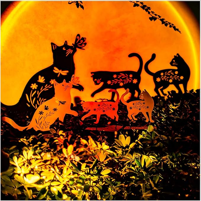 Cat Metal Decorative Garden Stakes Cat Gifts for Women Men Mom Birthday Gifts Silhouette Statues for Garden Decor, Yard Art, Patio, Outside, Lawn Ornaments, Outdoor Decorations