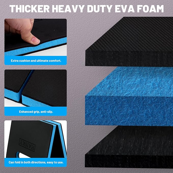 Extra Thick Kneeling Pad with Carrying Handles, EVA Foam Cushioning Mat for Knee for Gardening, Mechanic, Bathing Baby, Exercise & Yoga, 20.5 x 11.8 x 0.9 in, Blue & Black