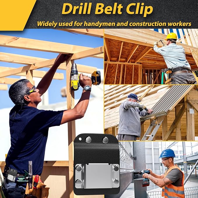 Kingson Drill Holder for Tool Belt, Quick-Release Clip, Fits Up to 2" Belts - Compatible with Dewalt, Milwaukee, Ryobi Cordless Drills, Impact Drivers, and Nailers