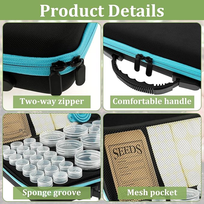 48 Slots Seed Storage Organizer, Garden Seeds Saver Kit with 7 Seed Envelopes, Label Sticker, Funnel for Flower Plants Vegetable Seeds Saving