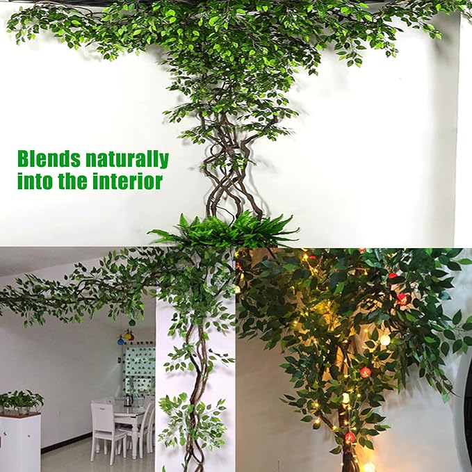 GTIDEA 36PCS Artificial Ficus Leaves Branches Faux Ficus Tree Branches Artificial Greenery Stems Silk Floral Arrangement for Benjamina Tree DIY Wedding Bouquet Summer Wreath Wall Decor (24.04 Inch)