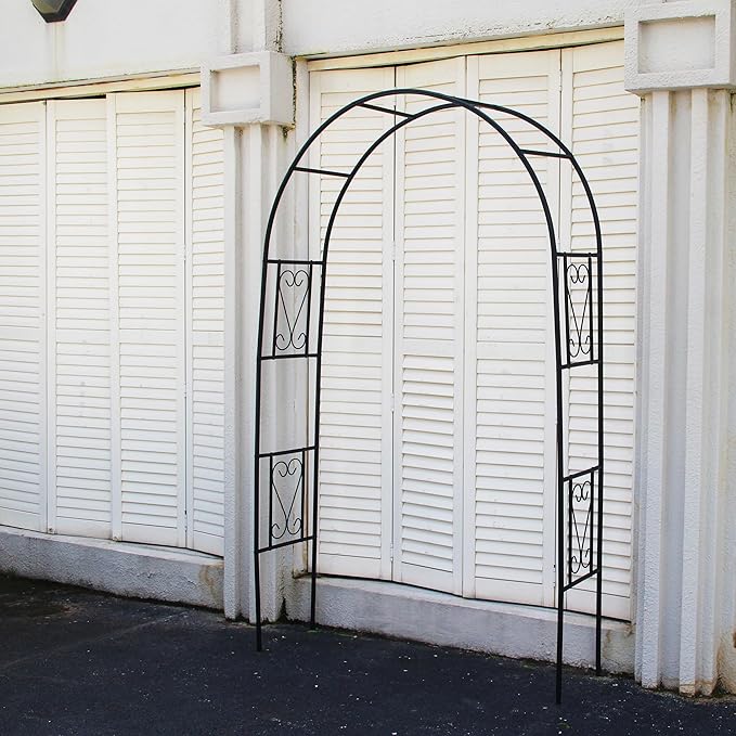Iron Pergola Arbor Practical, Garden Arbor Arch, Metal Trellis Archway for Climbing Plants Rose Grape Vines, Pergola Decoration for Backyard Patio Lawn Pathway 7 Ft High x 4.1 Ft Wide