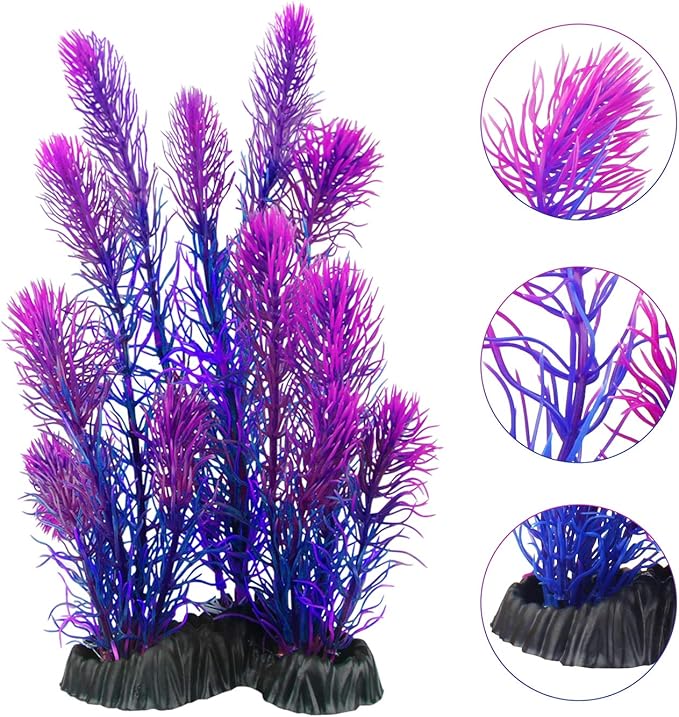 MyLifeUNIT Artificial Aquarium Plants, Plastic Fish Tank Plants for Aquarium Decorations, Pack of 7 (Style B)
