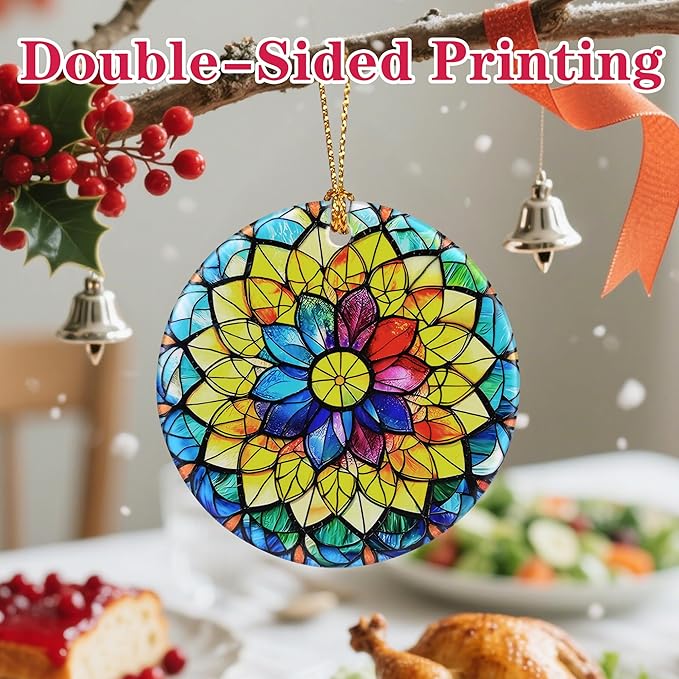 Christmas Ornaments, Ceramic-Style Christmas Decorations, Xmas Tree Ornaments, Heirloom Keepsakes, Holiday Dcor, Holiday Presents, Unique Xmas Gifts, Gift Exchange, Gift Idea - Rainbow Mandala