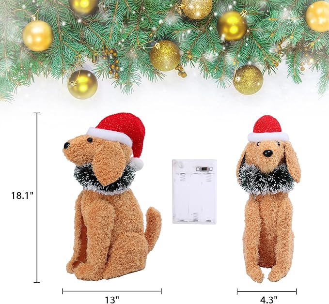 Christmas Outdoor Decoration Lighted 3D Golden Retriever Dog Xmas LED Warm Lights Decor Indoor, Battery Powered Outdoor Holiday Decorations for Home, Yard, Garden