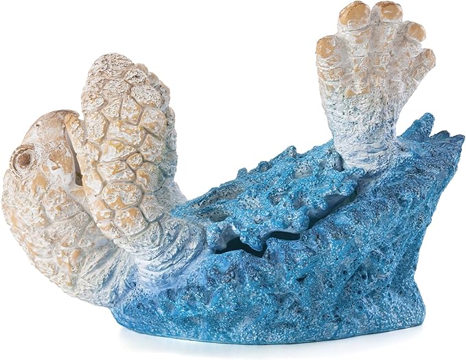 VVGIFTS Sea Turtle Decorative, Figurine Sea Turtle Wine Bottle Holder, Coral Reef Design Coastal Beach Decor, Resin Statue for Home Desk Tabletop, Ornament Gift Decorations (Aqua Blue)