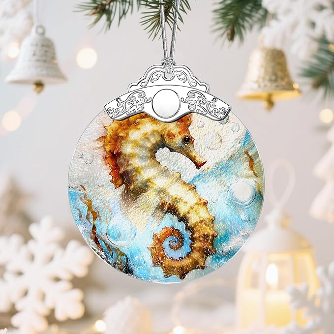 Seahorse Christmas Ornaments: Christmas Tree Ornaments, Holiday Decor for Seahorse Lover, Stocking Stuffers, Gift Ideas, Xmas Gifts & Coastal Sea Life Gifts for Beach Lovers