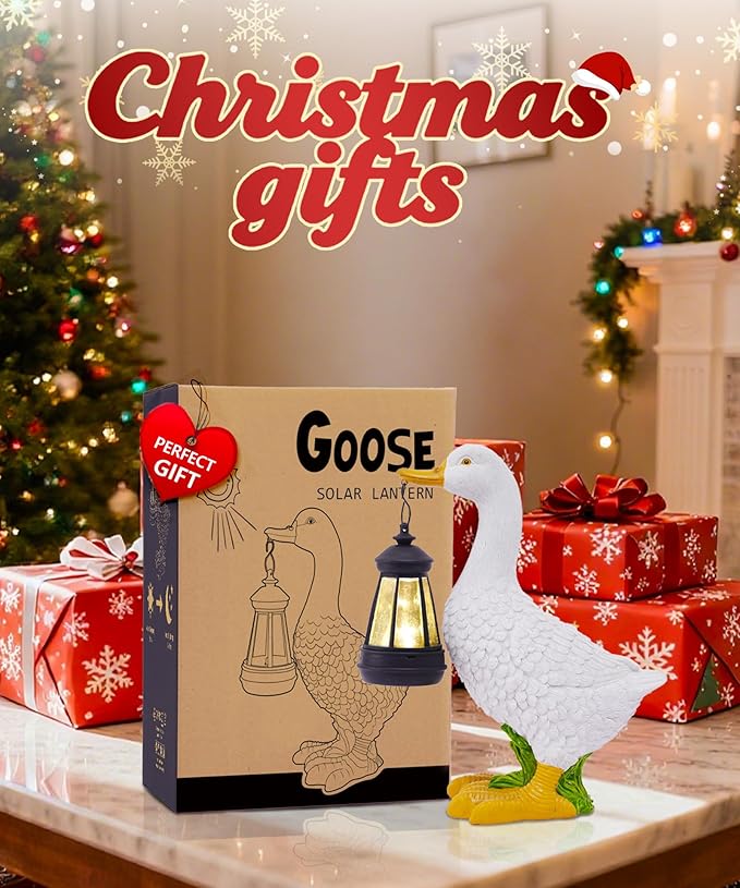 Nacome Solar Goose Outdoor Statues for Garden: Porch Decor with Warm Lantern Clearance for Outside Yard Art Lawn Ornaments Patio Balcony - Gifts for Grandma Mom Women