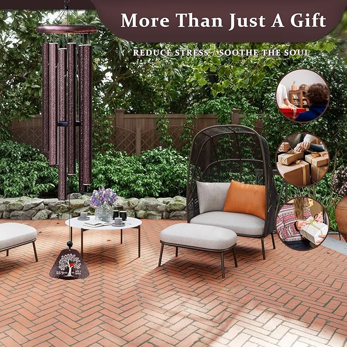 25th Anniversary Wedding Gifts, Unique 25th Anniversary 32" Wind Chimes for Couple, Silver 25 Years of Marriage Gift Ideas for Wife Husband, Silver Wedding Gifts for Parents