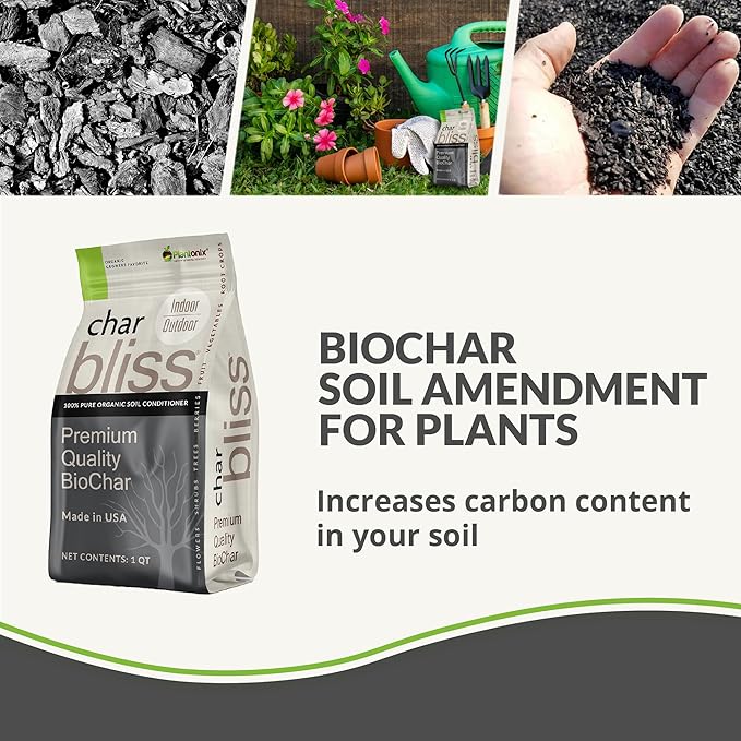 Worm Bliss (1 Qt) + Char Bliss (1 Qt) - Organic Worm Castings for Plants & Organic Biochar for Plants - Earthworm Castings Organic Fertilizer - Biochar Soil Amendment - Charcoal for Plants