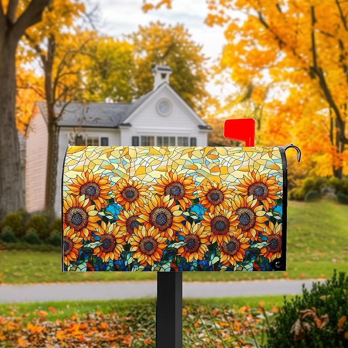 Sunflower Mailbox Covers Magnetic Standard Size Summer Mailbox Cover Fall Vintage Floral Mail Box Covers 21x18 inch Autumn Beautiful Flower Post Letter Box Wraps for Outdoor Garden Decor