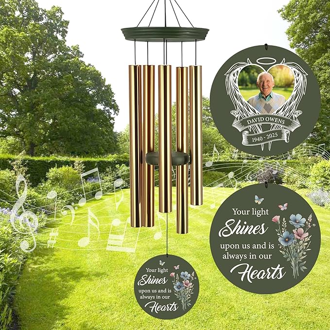 ASTARIN Personalized Wind Chimes in Memory of a Loved One, Bereavement Gifts for Loss of Father, Memorial Gifts Sympathy Deep Tone Wind Chimes for Outdoor, 30/36 inch Garden Decor(Produced in USA)